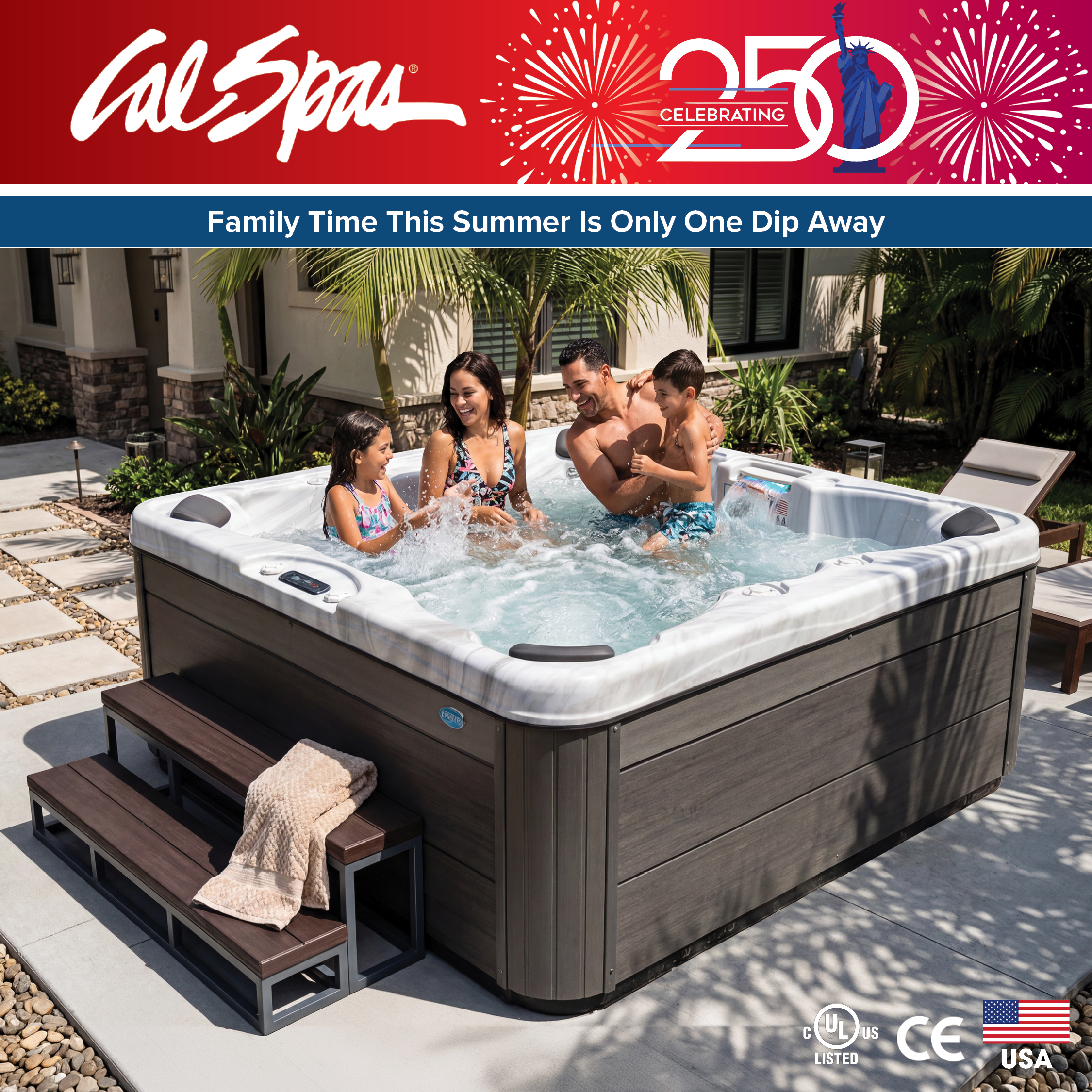 Calspas hot tub being used in a family setting - Augusta